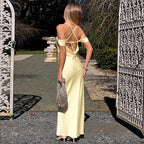 Women's Off-Shoulder Satin Backless Evening Dress