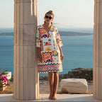 Women's Loose Seaside Holiday Printed V Neck Midi Beach Dress