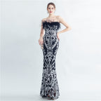 Women's Ostrich Feather Elegant Strapless Evening Dress