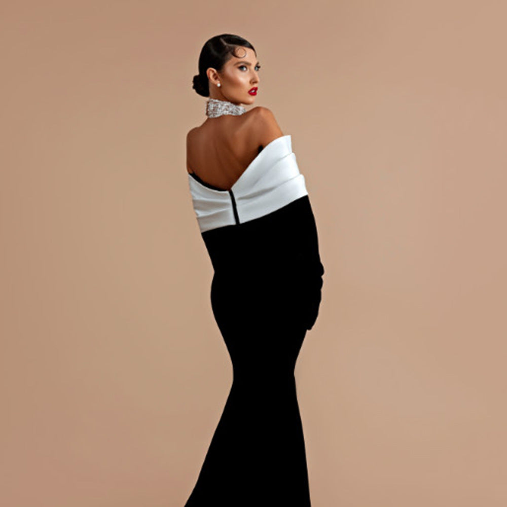 Winter off Neck Backless Diamond Bandage Party Dress