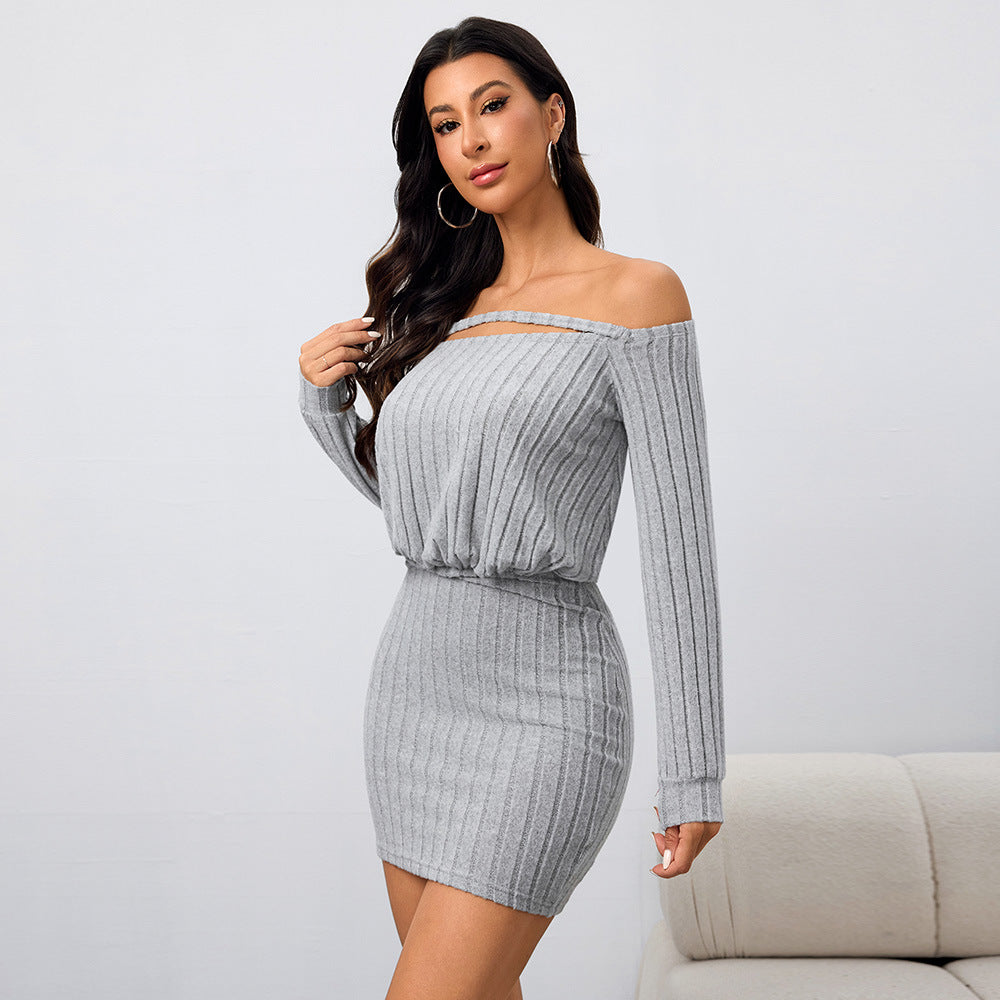 Women's Off-Shoulder Slim-Fit Mini Dress