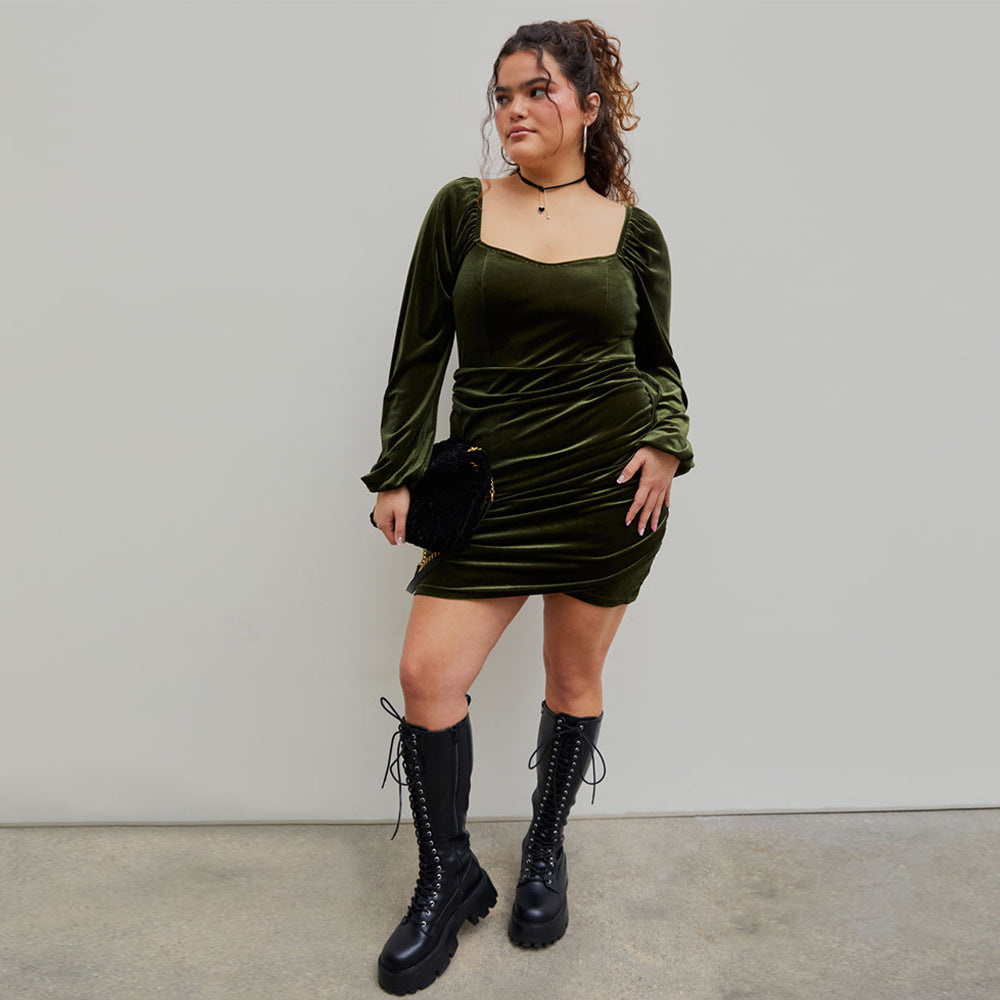 Women's Plus Size Velvet Backless Maxi Dress