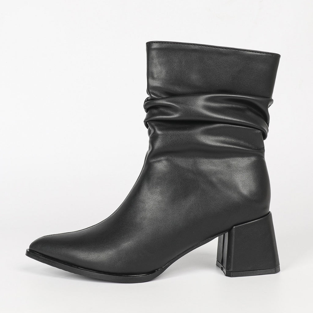 5cm Elegant Pointed Ankle Boots Women Chunky Heel Autumn Winter High Heeled Skinny Boots Casual Women Boots