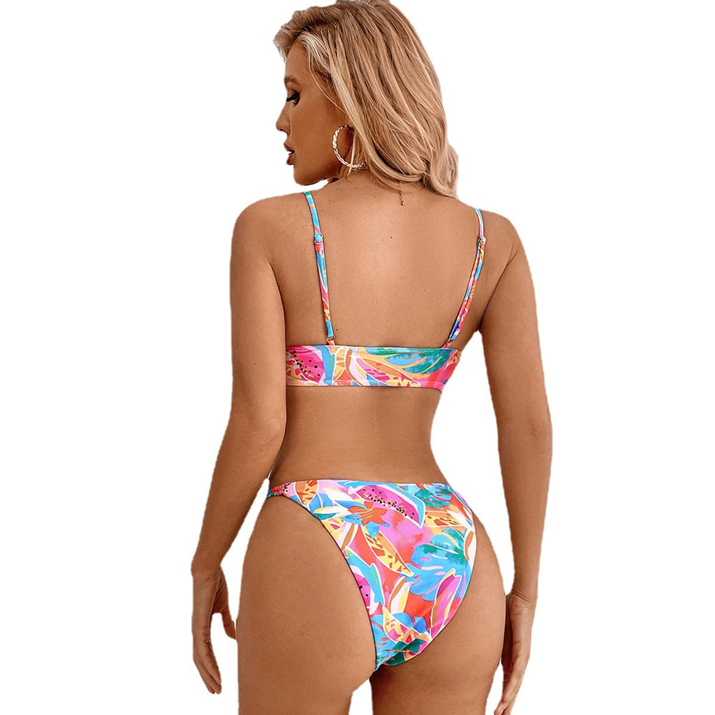 Floral Split Bikini Swimwear
