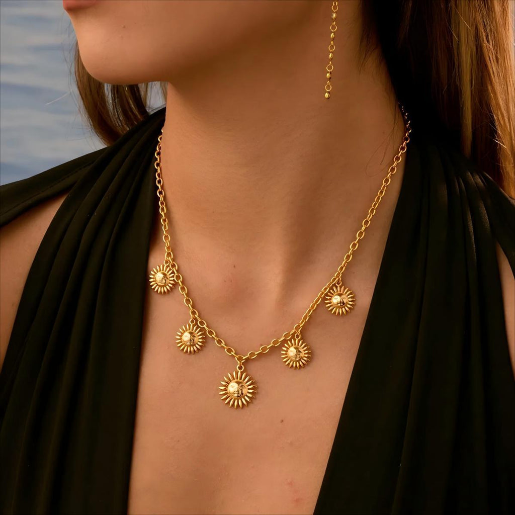 Gold Sunflower Titanium Steel Necklace