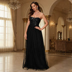 Women's Black Sequin Sweetheart Evening Dress
