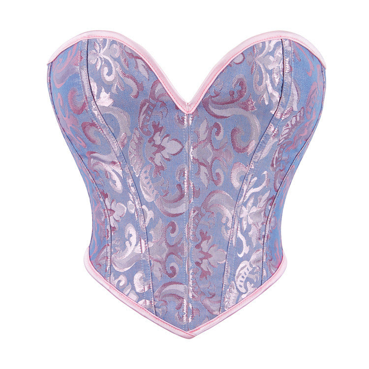 Women's Blue Printed Boned Tube Top