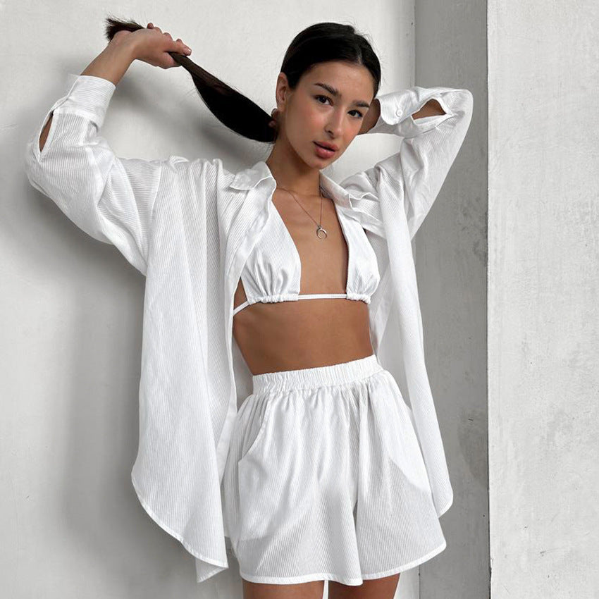 Women's Autumn Comfort Cotton Underwear Shorts Shirt Three Lingerie