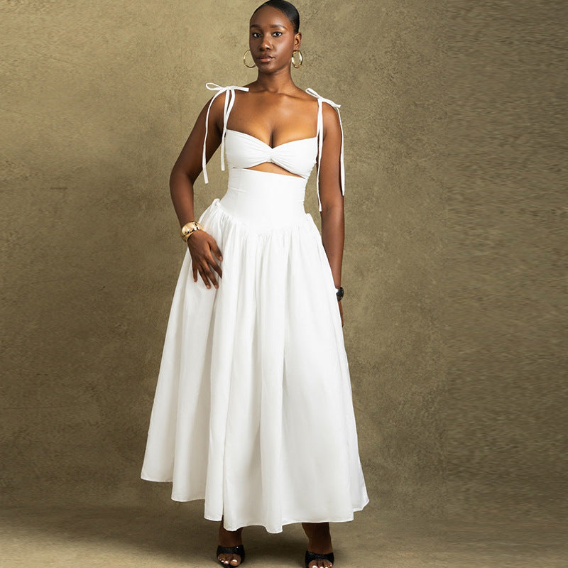 Women's Spaghetti-Strap Backless Ruched Cutout Maxi Dress