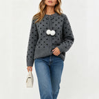 Women's Polka-Dot Jacquard Knit Cardigan