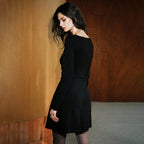 Women's Black Lace-Trim Long-Sleeve Dress