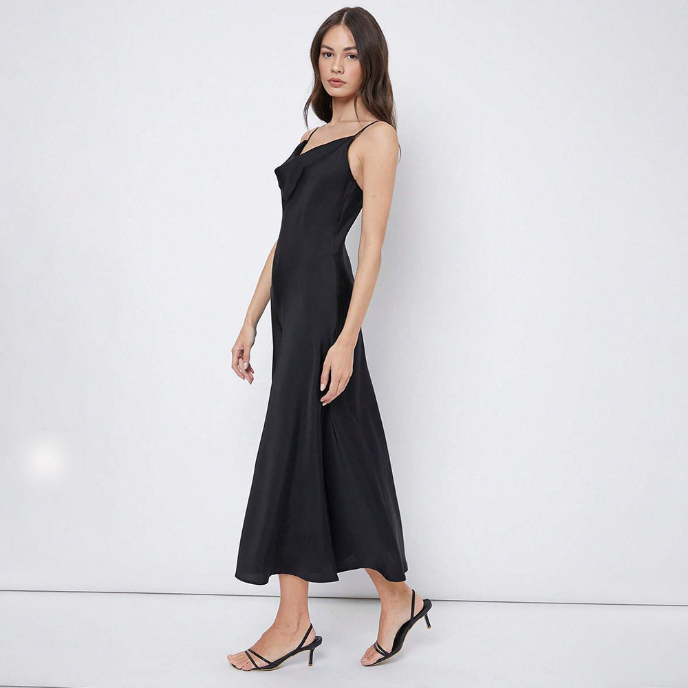 Women's Satin Cowl-Neck Cami Maxi Dress