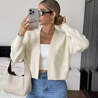 Women's Autumn Winter Woolen Cardigan Without Buckle Long Sleeve