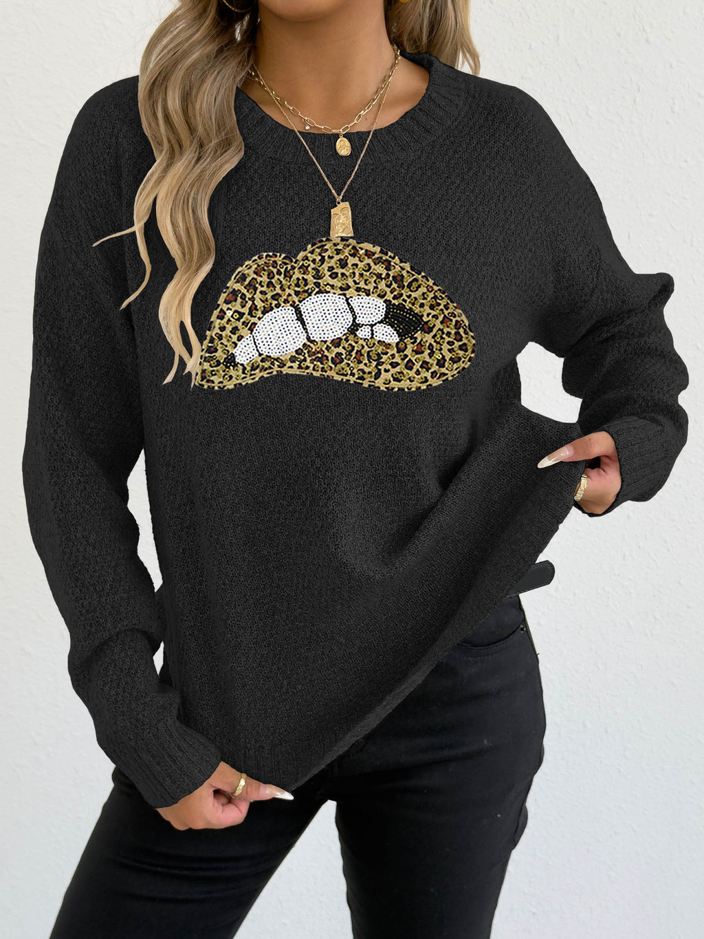 Black Leopard Print Lip