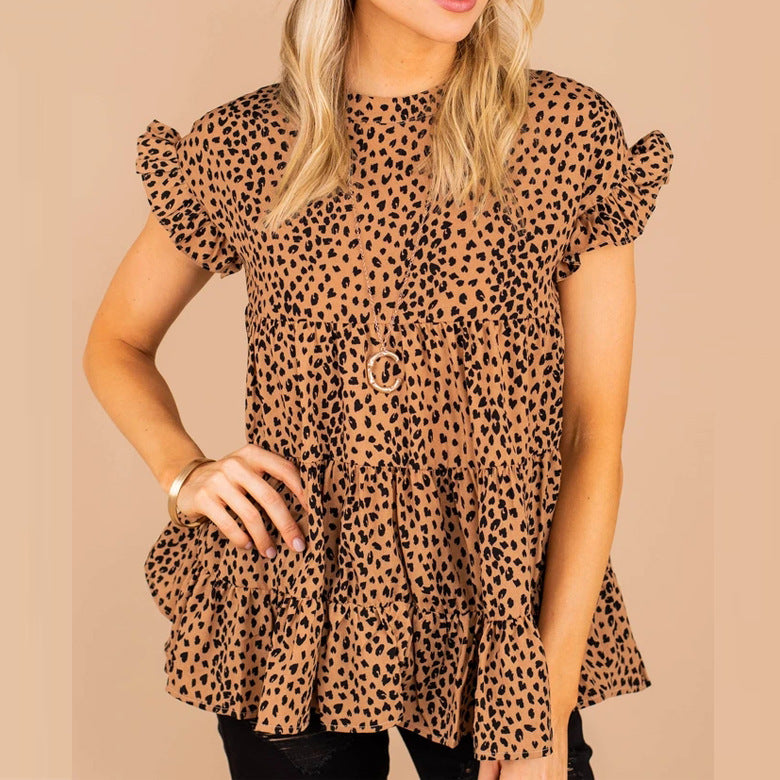 Women's Clothing Shirt Women Small Floral Short Sleeve Swing Women Top Sweet Arrival Shirt