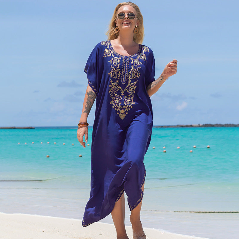 Blue Embroidered Bikini Swimwear