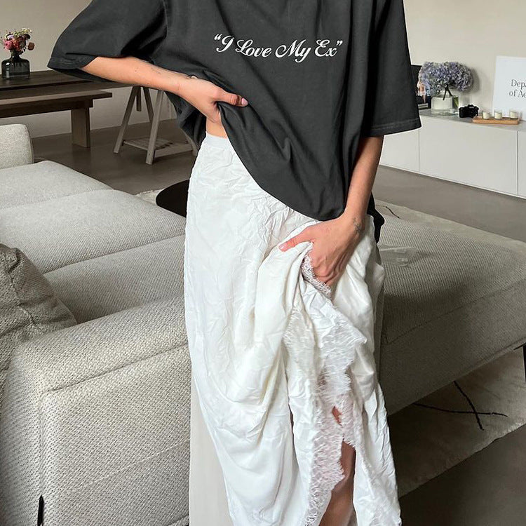 Asymmetric Pleated A-Line Skirt