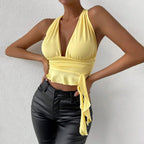 Women’s Deep-V Halter Crop Top