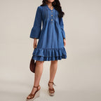 Women's Loose-Fit Long-Sleeve Denim Dress