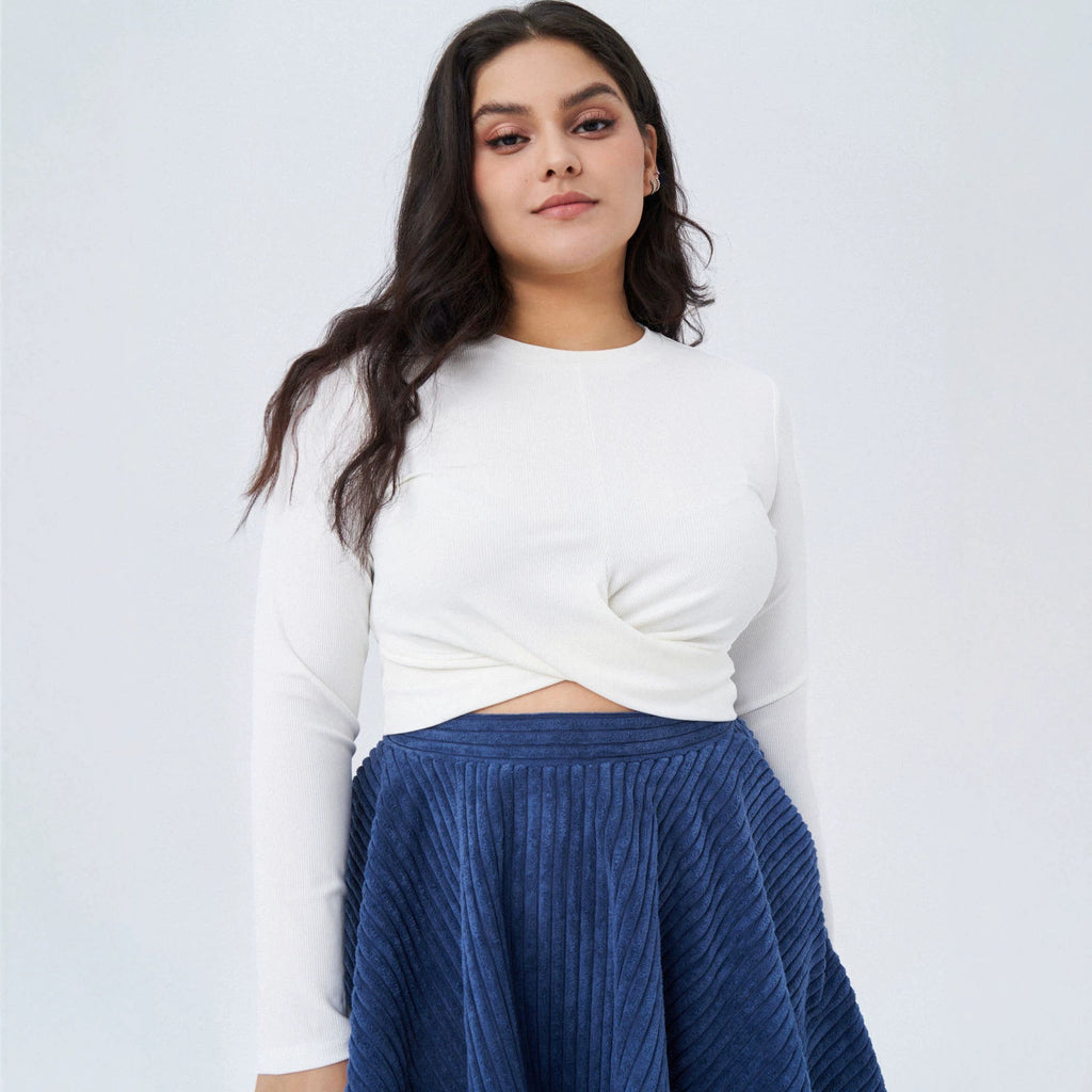 Women's Plus-Size Twist-Waist Long-Sleeve Top