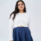 Women's Plus-Size Twist-Waist Long-Sleeve Top