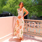 Women's Vacation Printed Maxi Dress Backless Sling Dress