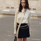 Polka-Dot Satin Lace-Up Shirt