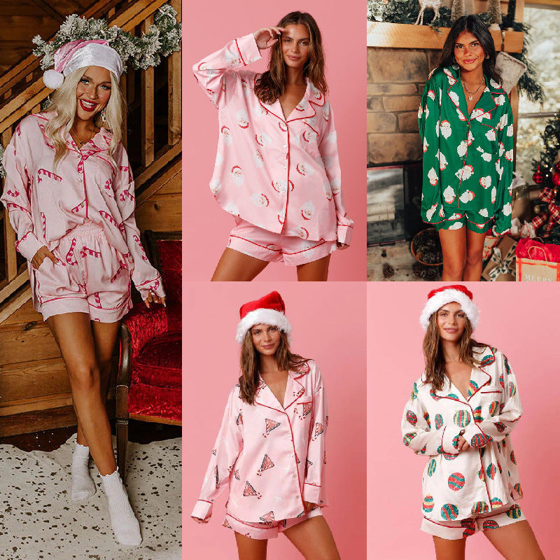 Satin Printed Pajamas Lingerie