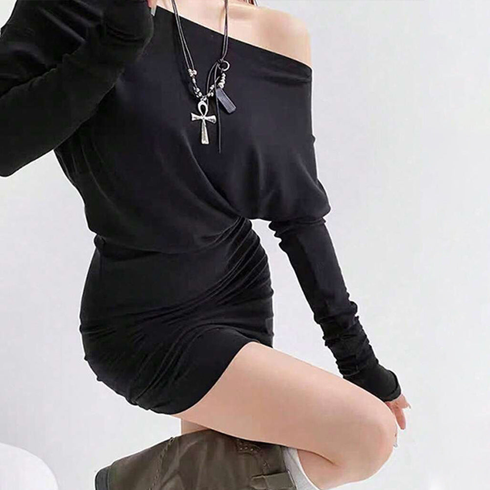 Women's Black Off-Shoulder Sheath Dress