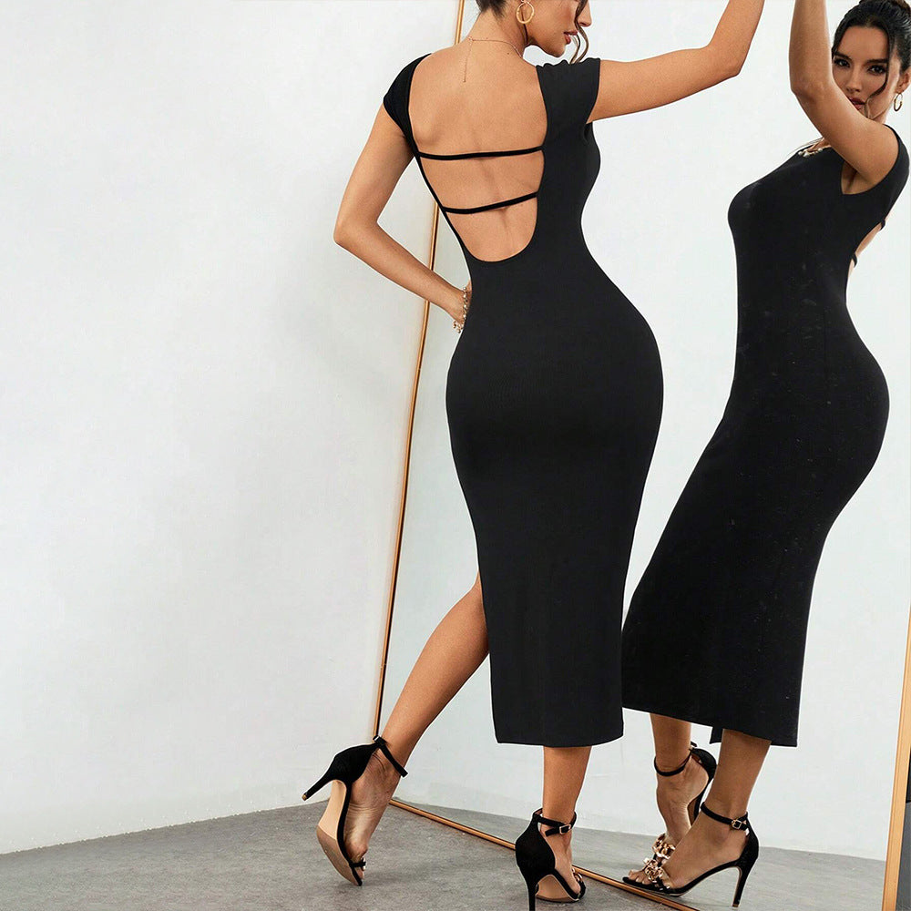 Women's Backless Split Bodycon Maxi Dress