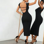 Women's Backless Split Bodycon Maxi Dress