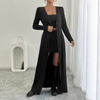 Women's Plus Size Long Knit Cardigan