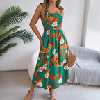 Women's Floral Lace-Up Beach Vacation Dress