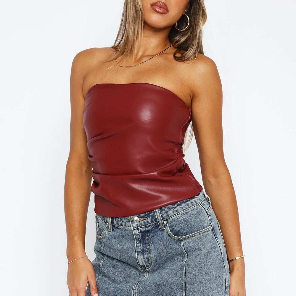 Tank Top Backless Solid Color Nightclub Tube Top Vest