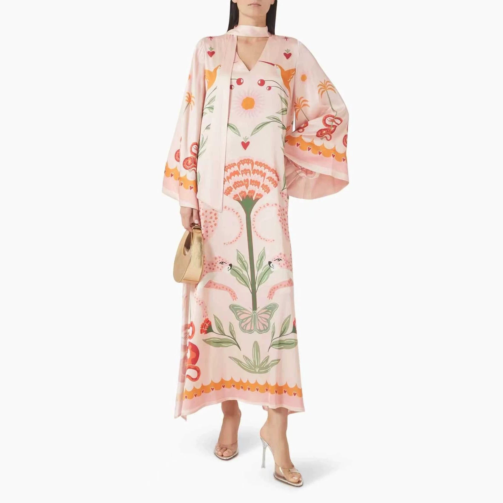 Women's Satin Long Sleeve Dress