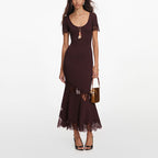 Women's Lace-Trimmed Fishtail Midi Dress