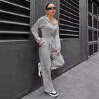 Spring Autumn Trendy Hooded Cardigan Slim Fit Casual Two-Piece Set
