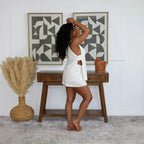 Elegant Casual Office V neck Split SL Two Piece Vest Set