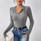 Striped Knit Hooded Long Sleeve Jumpsuit