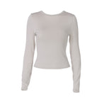 Women's Women Clothing Summer Sexy Slim Fit Slim Backless Solid Color Long-Sleeved Top