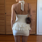 White Lace-Up Halter Top