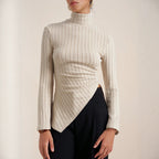 Women's Asymmetric High-Neck Long-Sleeve Top