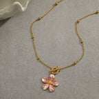 Women's Pink Floral Zircon Necklace