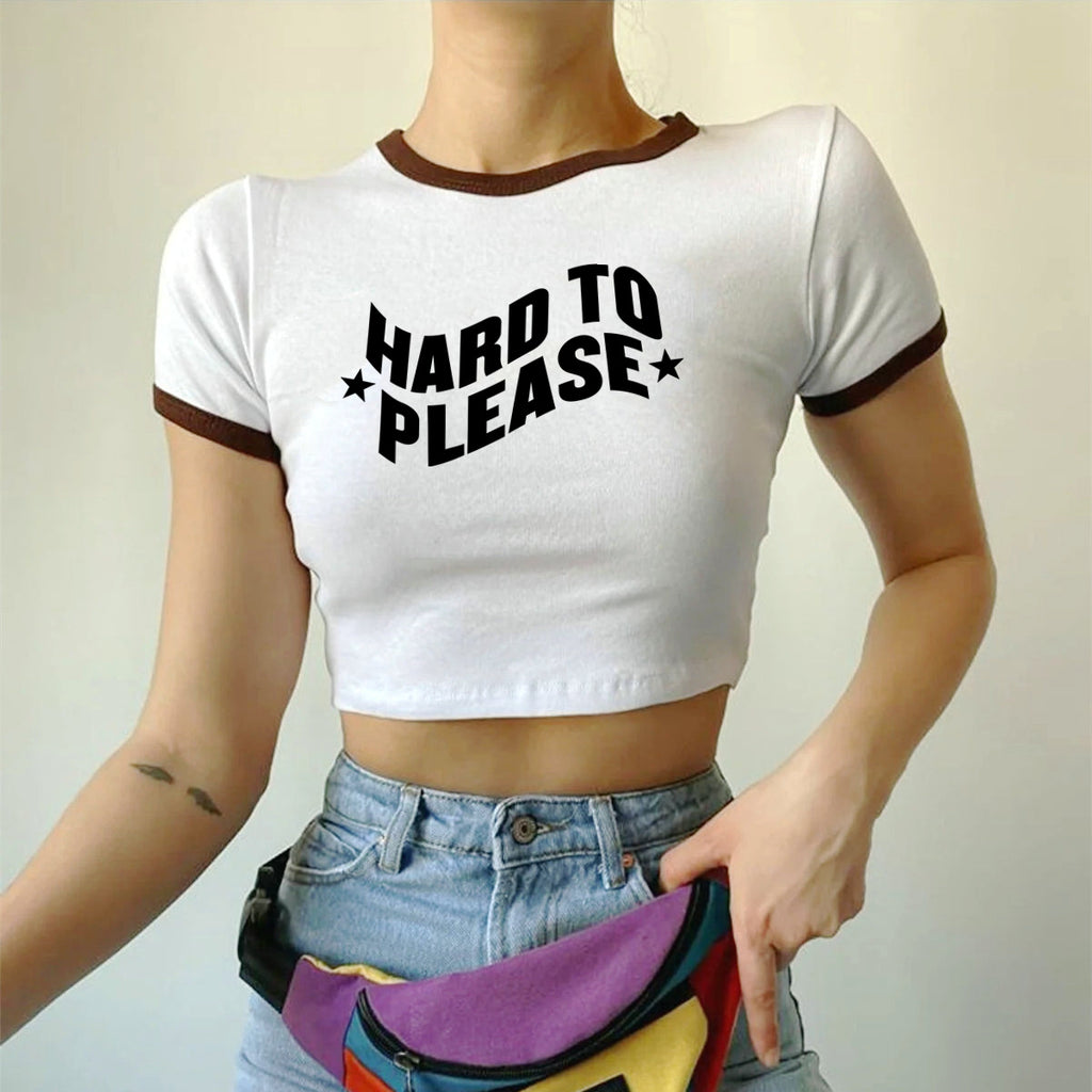 Women’s Hard to Please Graphic Cropped T Shirt