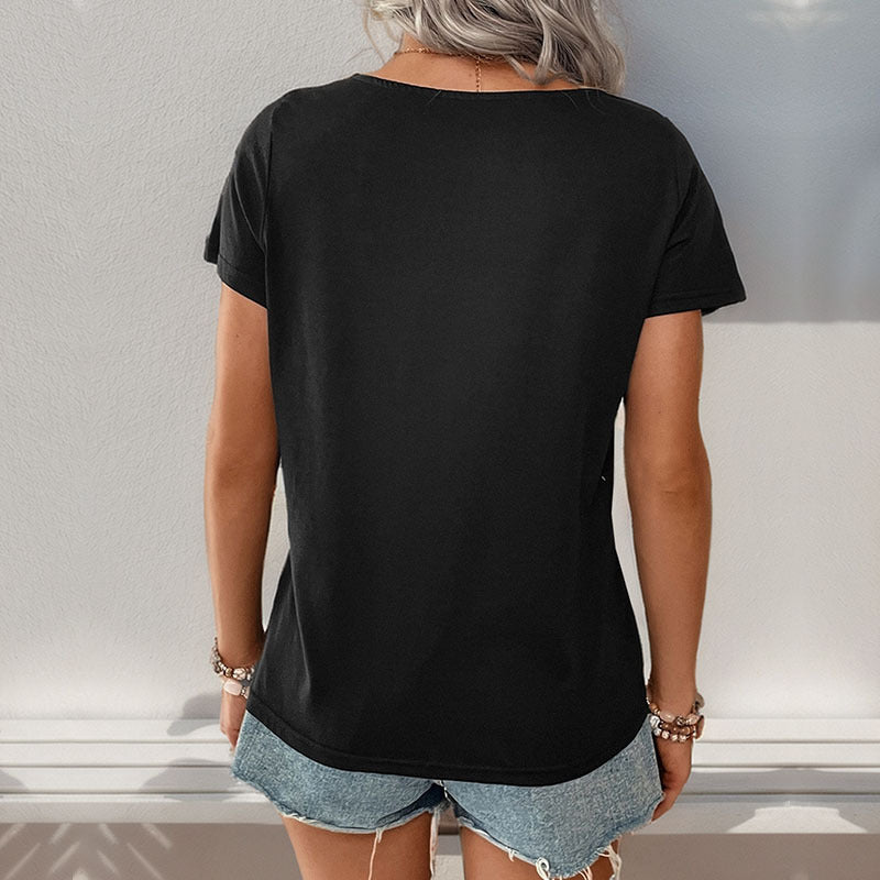 Striped Stitch Detail Short Sleeve T-Shirt