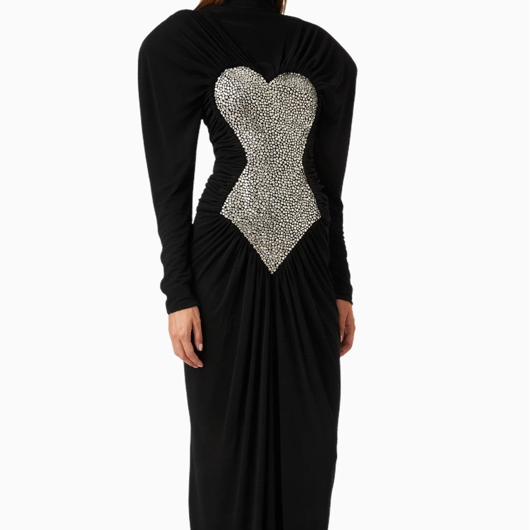 Luxury Full Diamond Peach Heart Waist Hip Hugger Black Small High Collar Shoulder
