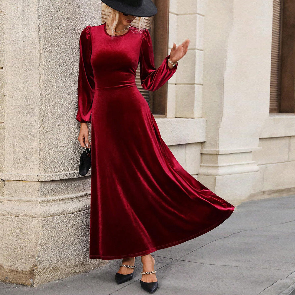 Women's Velvet Dress High Grade Backless Maxi Dress