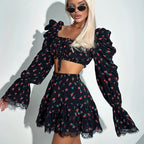 Lace Bell-Sleeve Tube Top & Overskirt Set