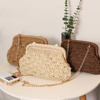 Women's Woven Straw Crossbody Beach Bag