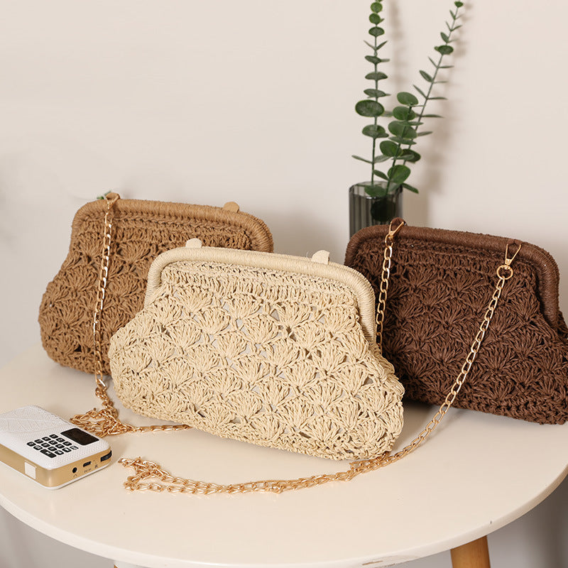 Women's Woven Straw Crossbody Beach Bag